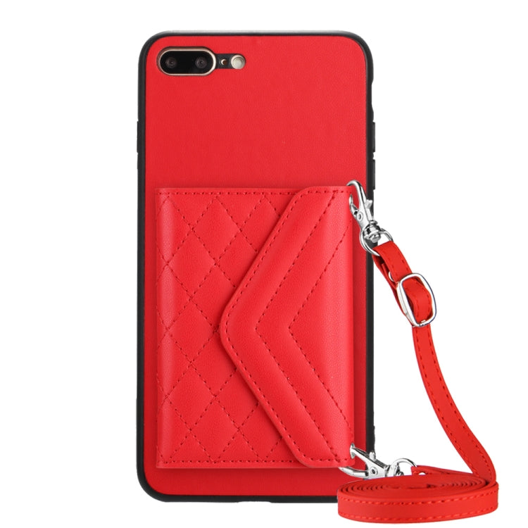 Rhombic Texture Card Bag RFID Phone Case with Long Lanyard