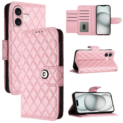 Rhombic Texture Flip Leather Phone Case with Lanyard