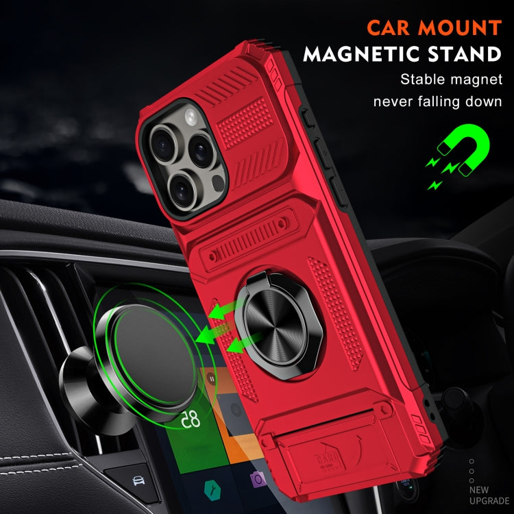 TPU+PC Shockproof Card Phone Case with Metal Ring Holder
