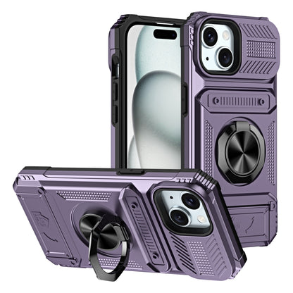 TPU+PC Shockproof Card Phone Case with Metal Ring Holder