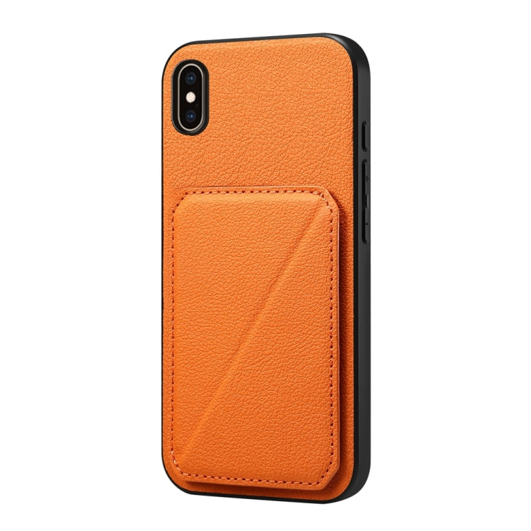 D04 Calf Texture Dual Card Slot Holder Phone Case