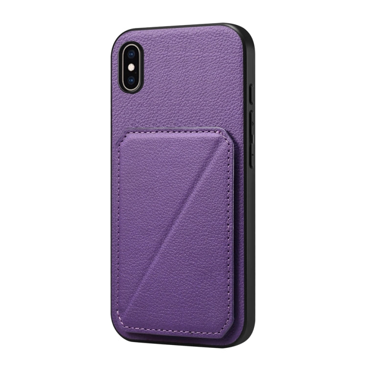 D04 Calf Texture Dual Card Slot Holder Phone Case