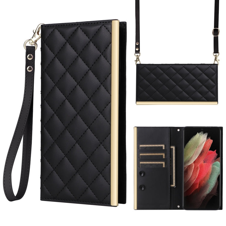 Crossbody Rhombic Sucker Leather Phone Case