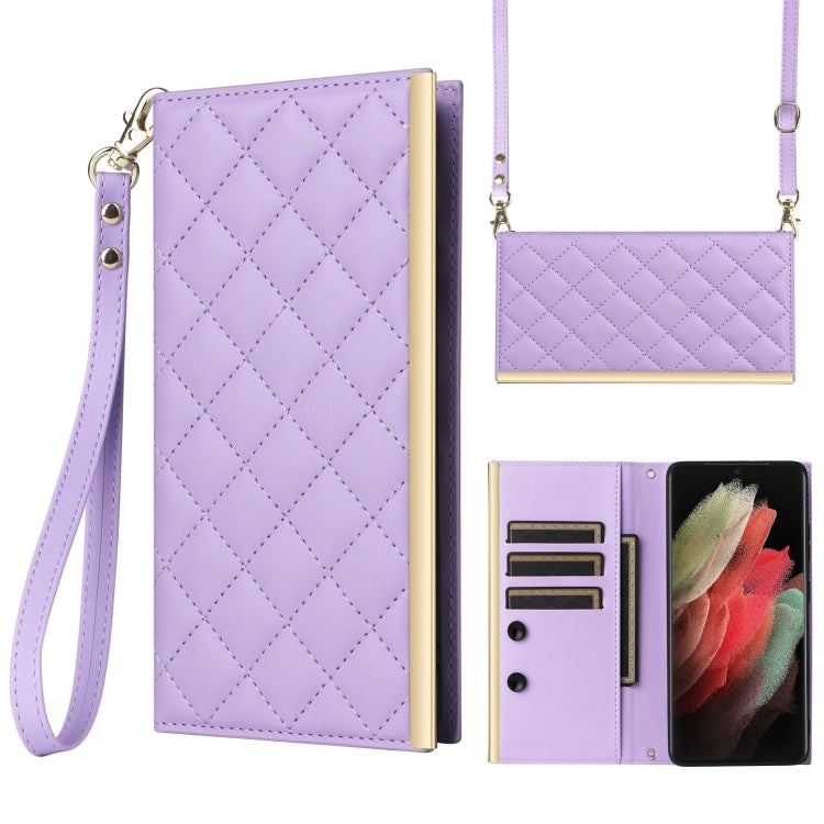 Crossbody Rhombic Sucker Leather Phone Case