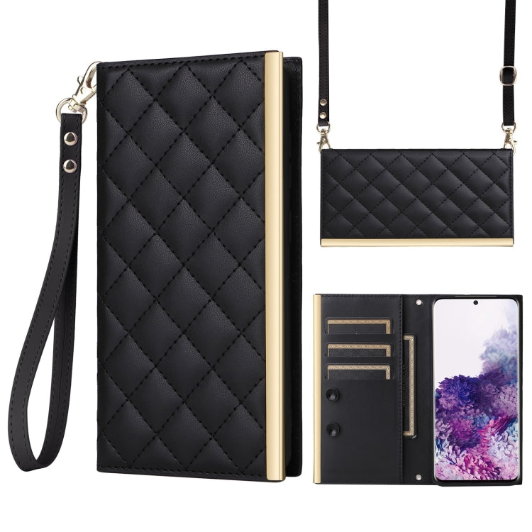 Crossbody Rhombic Sucker Leather Phone Case