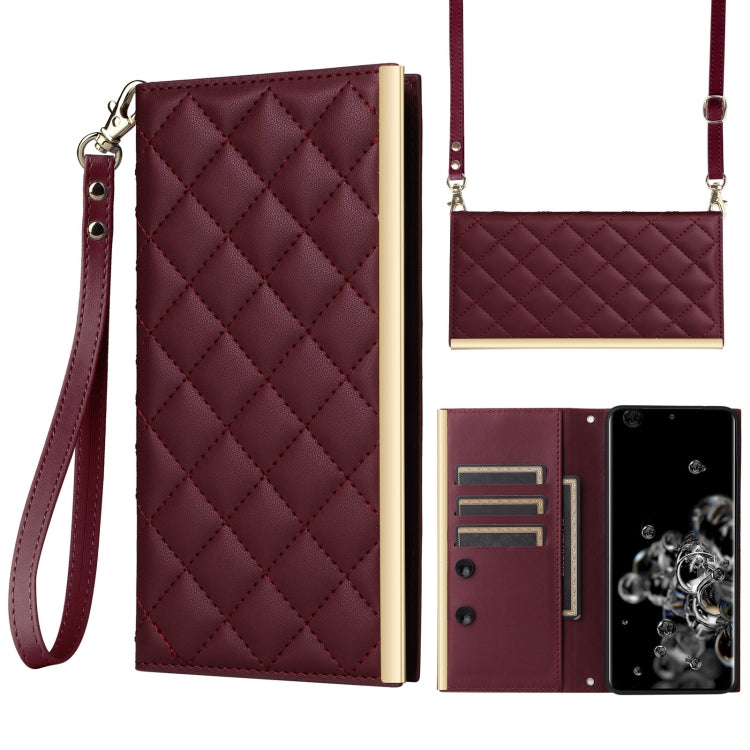 Crossbody Rhombic Sucker Leather Phone Case