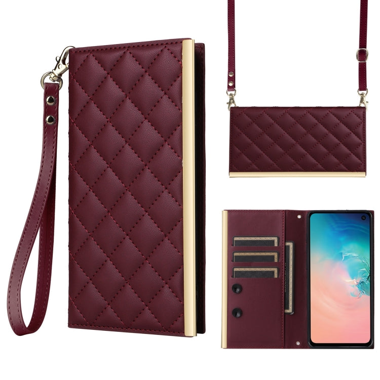 Crossbody Rhombic Sucker Leather Phone Case