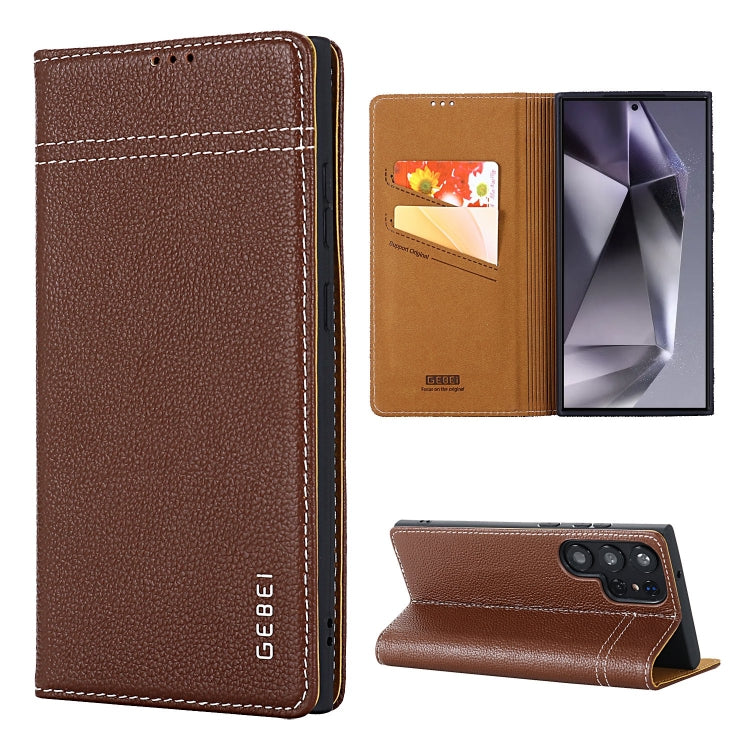GEBEI Top-grain Horizontal Flip Leather Phone Case