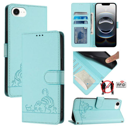 Cat Rat Embossed Pattern RFID Leather Phone Case with Lanyard