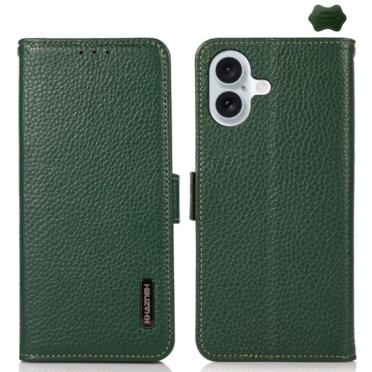KHAZNEH Side-Magnetic Litchi Genuine Leather RFID Case