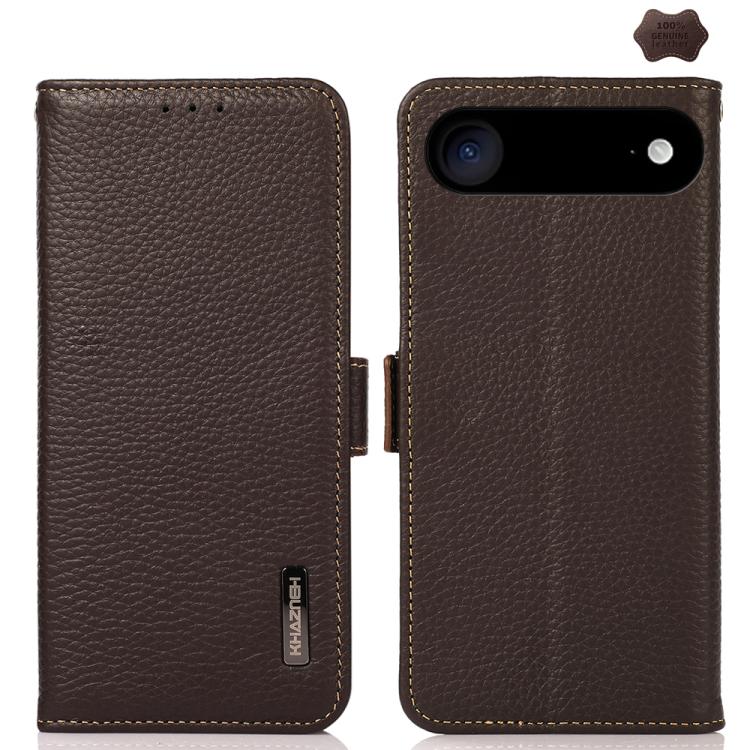 KHAZNEH Side-Magnetic Litchi Genuine Leather RFID Case