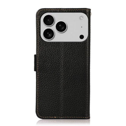 KHAZNEH Side-Magnetic Litchi Genuine Leather RFID Case
