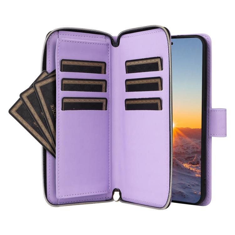 Crossbody Rhombic Zipper Tower Buckle Leather Phone Case with Lanyard