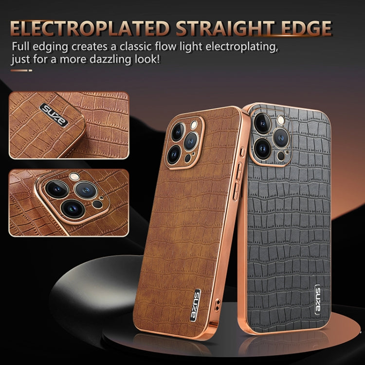 AZNS Electroplated Frame Crocodile Texture Full Coverage Phone Case
