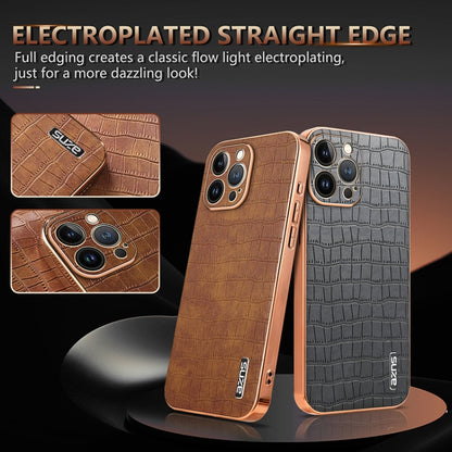 AZNS Electroplated Frame Crocodile Texture Full Coverage Phone Case