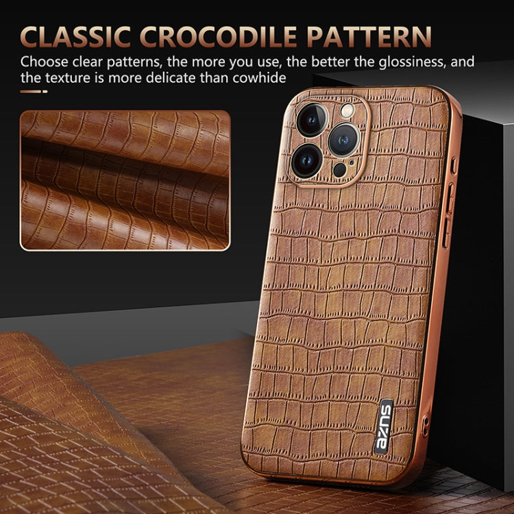 AZNS Electroplated Frame Crocodile Texture Full Coverage Phone Case