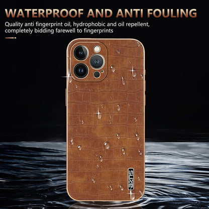 AZNS Electroplated Frame Crocodile Texture Full Coverage Phone Case