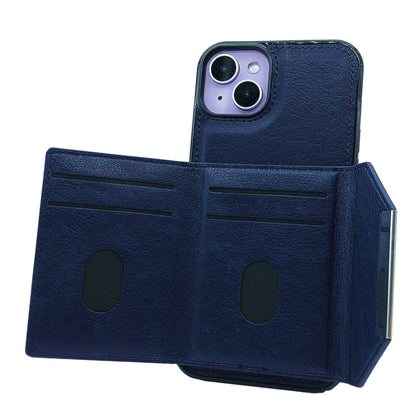 Solid Color Metal Buckle Card Slots Bag Phone Case
