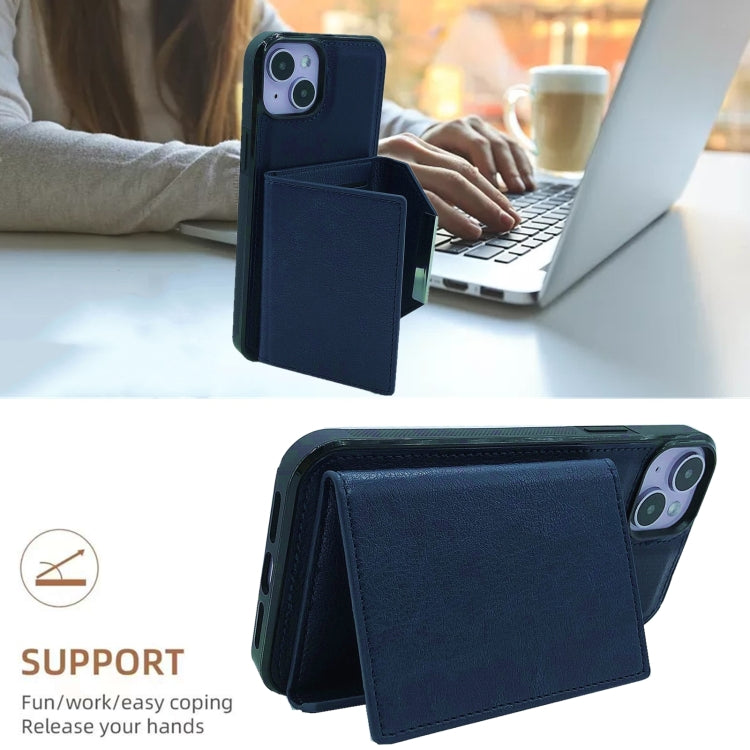 Solid Color Metal Buckle Card Slots Bag Phone Case