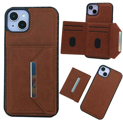 Solid Color Metal Buckle Card Slots Bag Phone Case