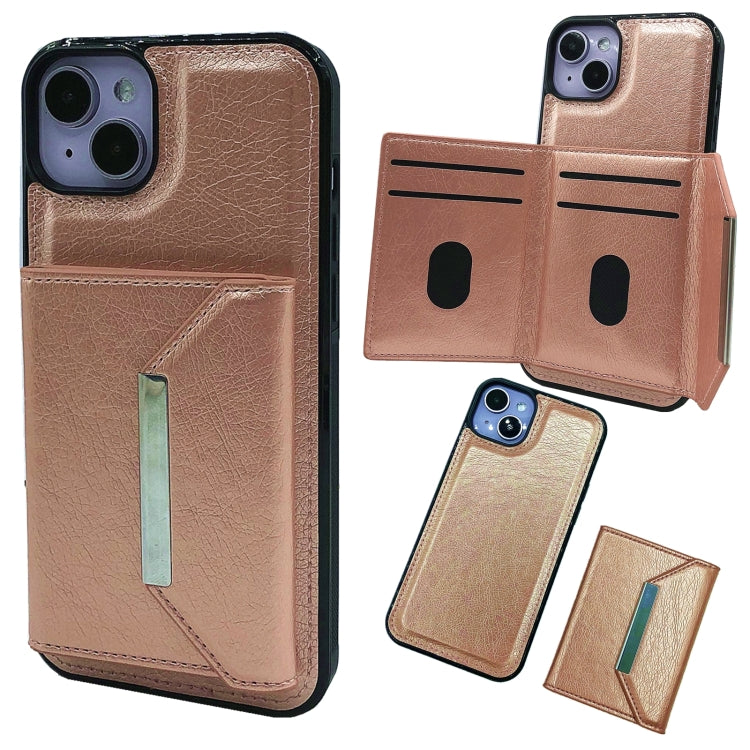 Solid Color Metal Buckle Card Slots Bag Phone Case