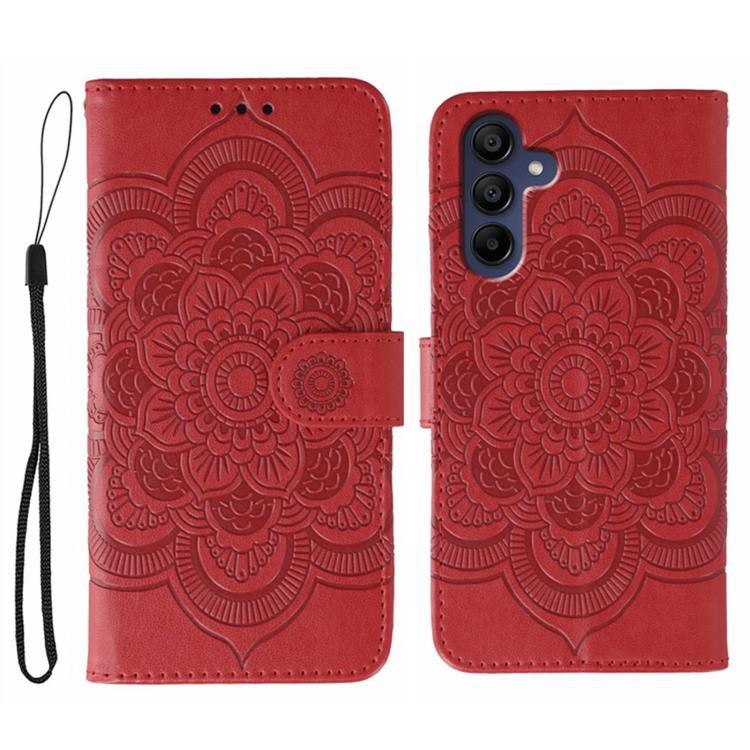 Sun Mandala Embossing Pattern Phone Leather Case