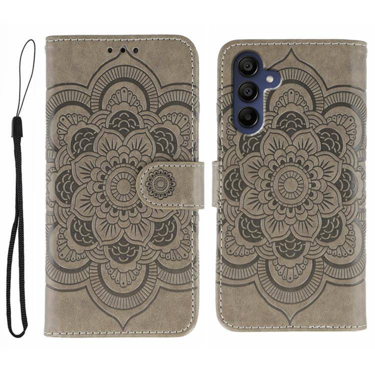 Sun Mandala Embossing Pattern Phone Leather Case