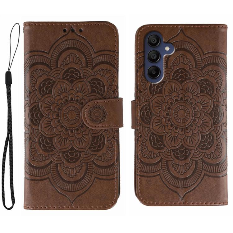 Sun Mandala Embossing Pattern Phone Leather Case