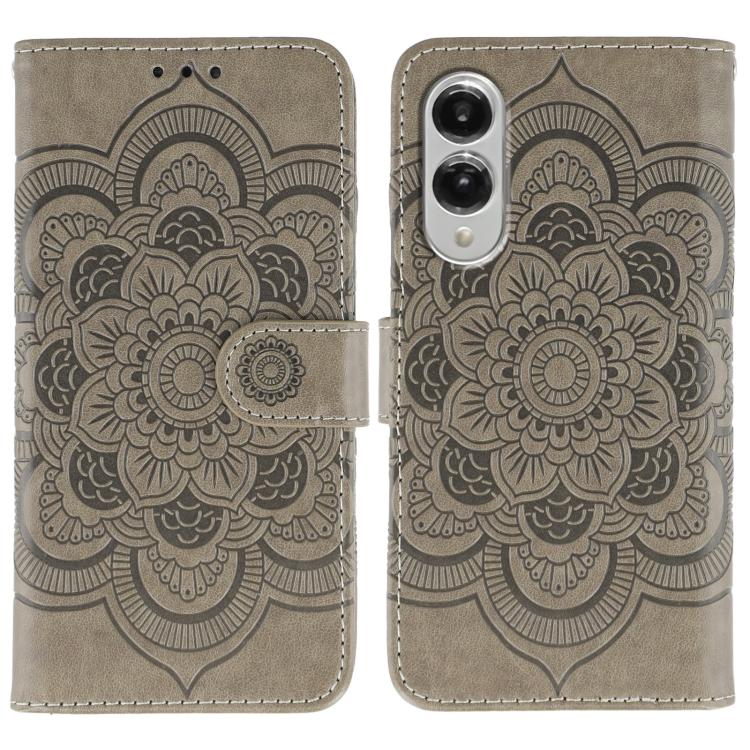 Sun Mandala Embossing Pattern Phone Leather Case