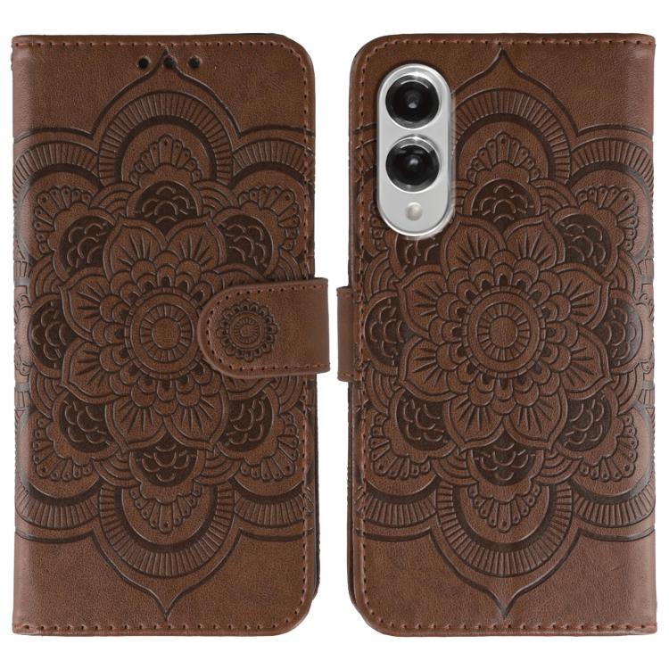 Sun Mandala Embossing Pattern Phone Leather Case