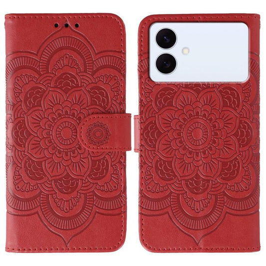 Sun Mandala Embossing Pattern Phone Leather Case