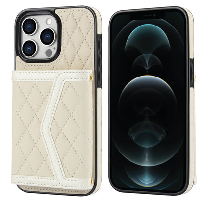 Splicing Rhombic Texture Card Bag Phone Case with Long Lanyard