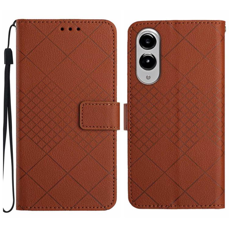 Rhombic Grid Texture Leather Phone Case