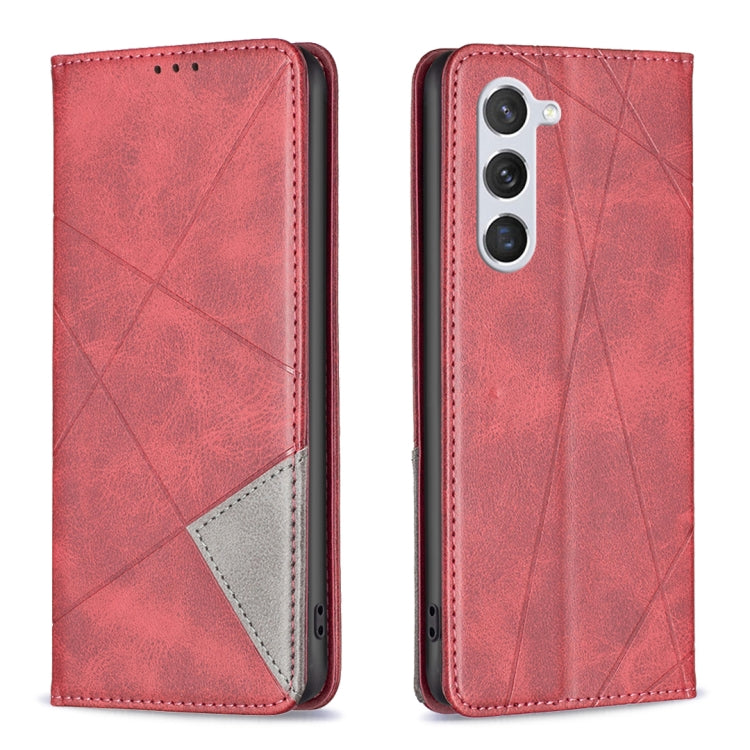 Rhombus Texture Magnetic Leather Phone Case