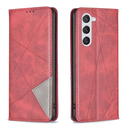 Rhombus Texture Magnetic Leather Phone Case