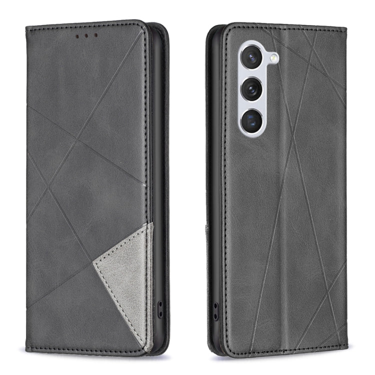 Rhombus Texture Magnetic Leather Phone Case