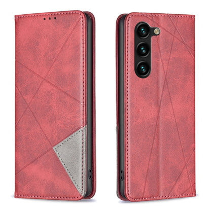 Rhombus Texture Magnetic Leather Phone Case
