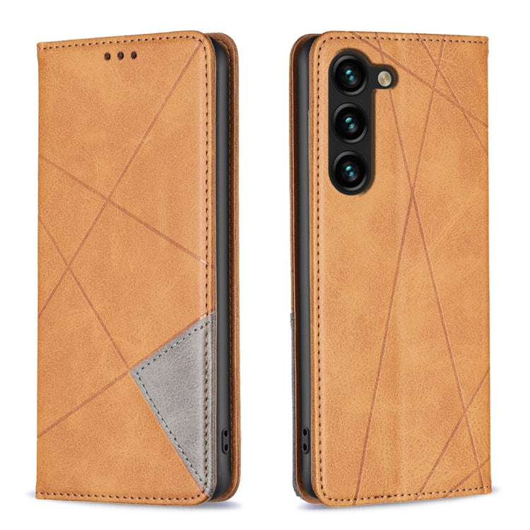 Rhombus Texture Magnetic Leather Phone Case