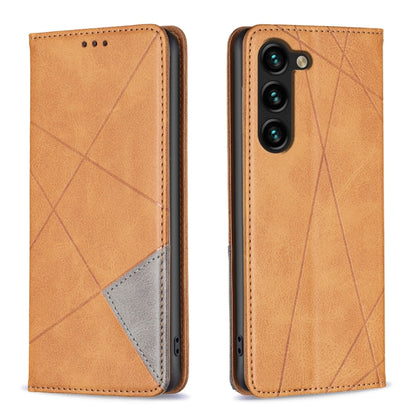 Rhombus Texture Magnetic Leather Phone Case