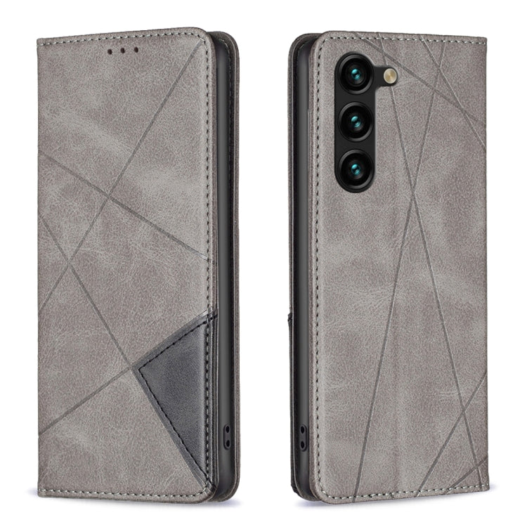Rhombus Texture Magnetic Leather Phone Case