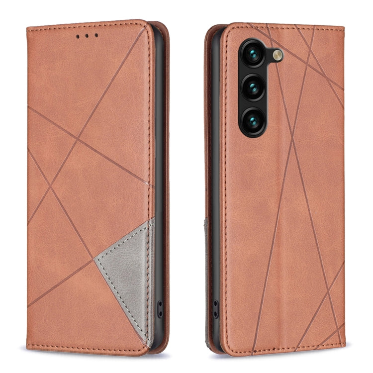Rhombus Texture Magnetic Leather Phone Case