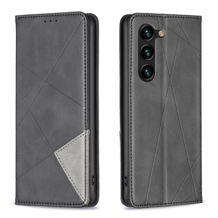 Rhombus Texture Magnetic Leather Phone Case