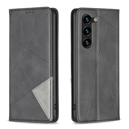 Rhombus Texture Magnetic Leather Phone Case