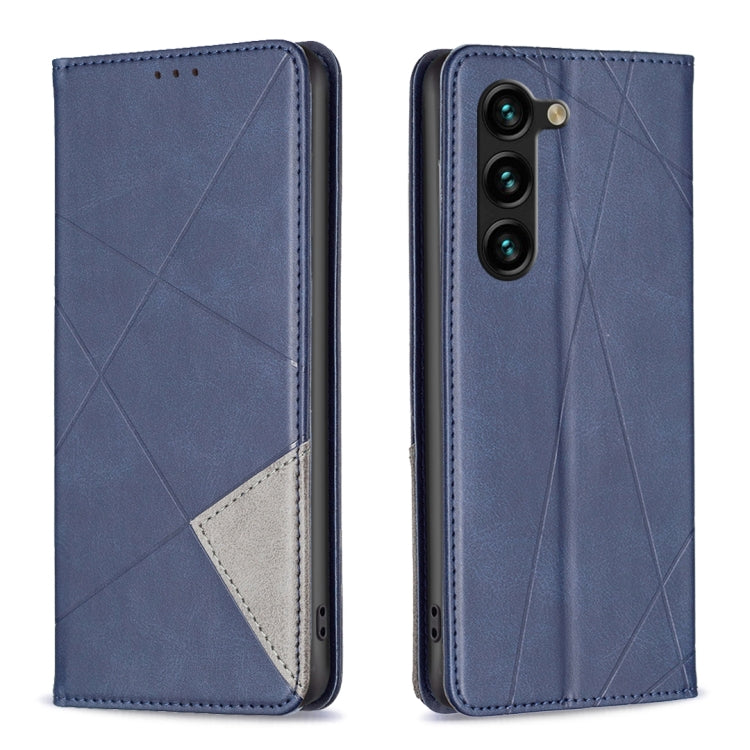 Rhombus Texture Magnetic Leather Phone Case