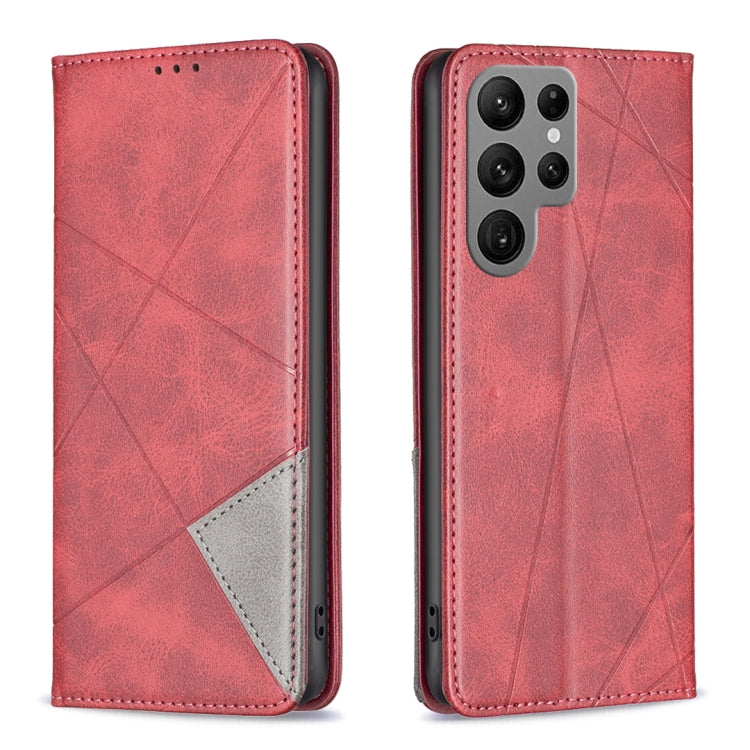 Rhombus Texture Magnetic Leather Phone Case