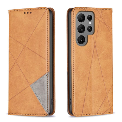 Rhombus Texture Magnetic Leather Phone Case