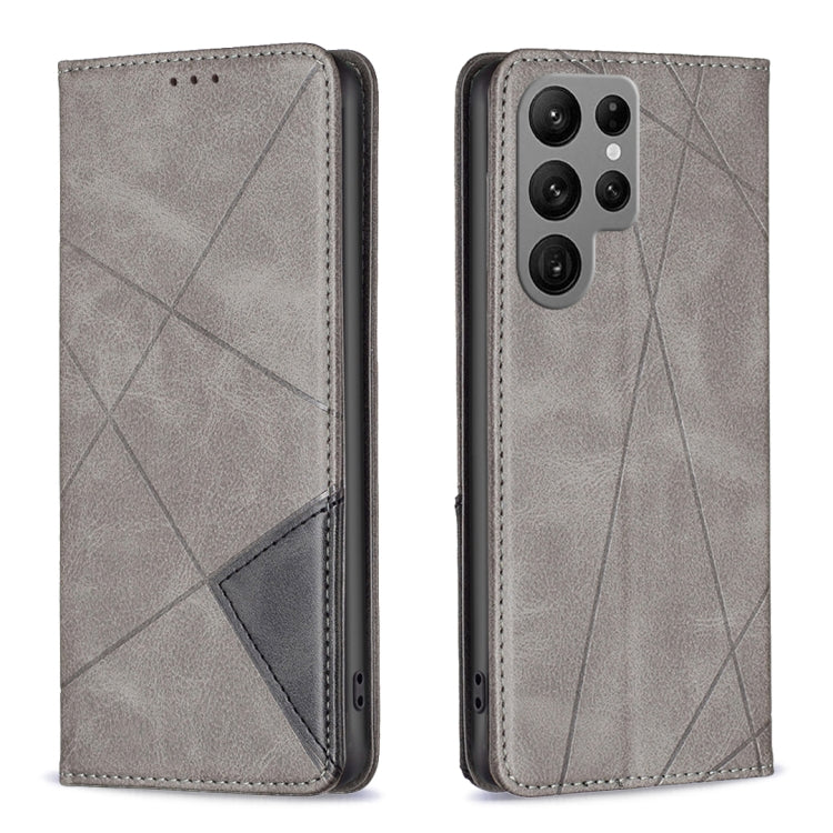 Rhombus Texture Magnetic Leather Phone Case