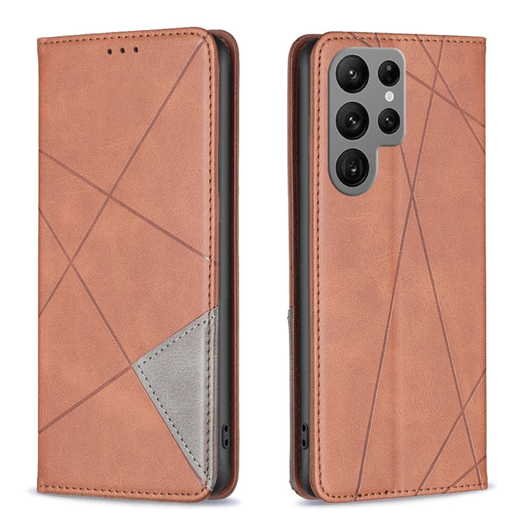 Rhombus Texture Magnetic Leather Phone Case