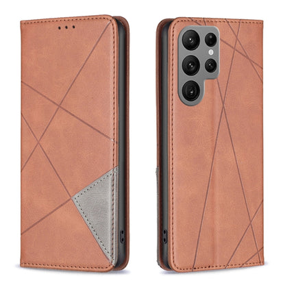 Rhombus Texture Magnetic Leather Phone Case
