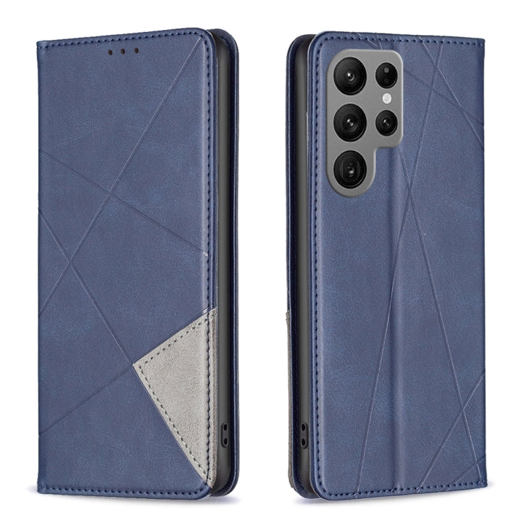 Rhombus Texture Magnetic Leather Phone Case